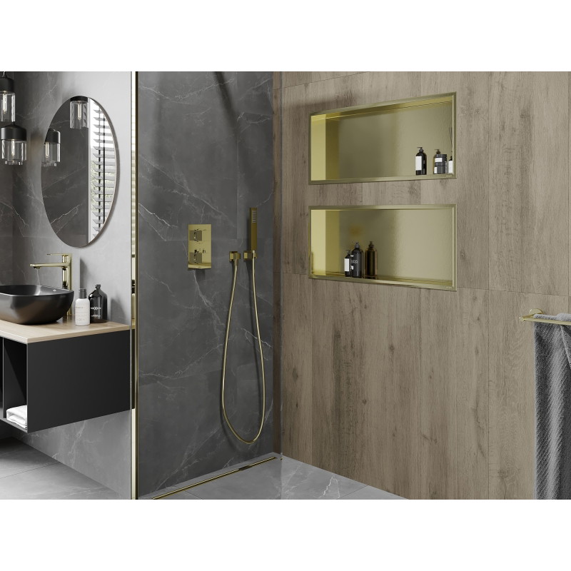 Mexen X-Wall-R półka wnękowa z kołnierzem 75 x 30 cm, złota szczotkowana - 1950753010