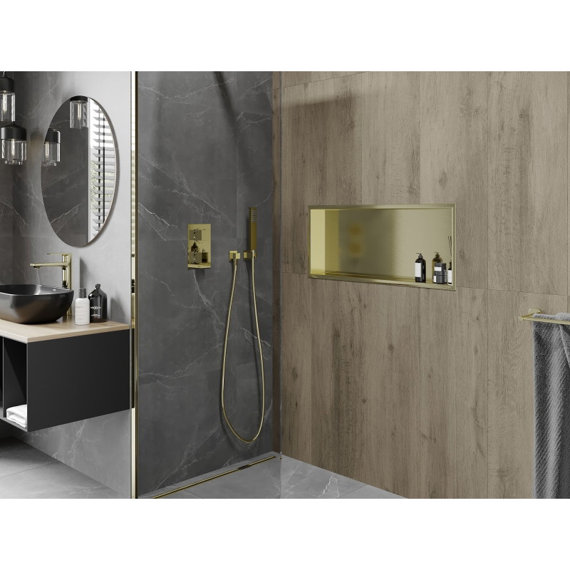 Mexen X-Wall-R półka wnękowa z kołnierzem 75 x 30 cm, złota szczotkowana - 1950753010