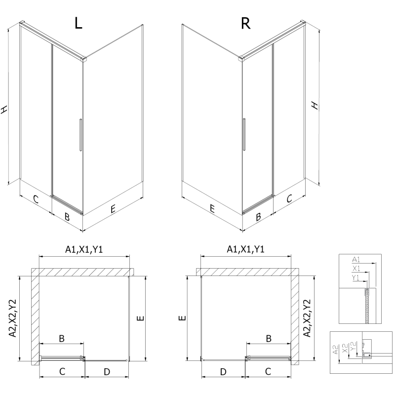 Mexen Rox kabina prysznicowa rozsuwana 155 x 85 cm, transparent, złota szczotkowana - 8C2-155-085-55-00