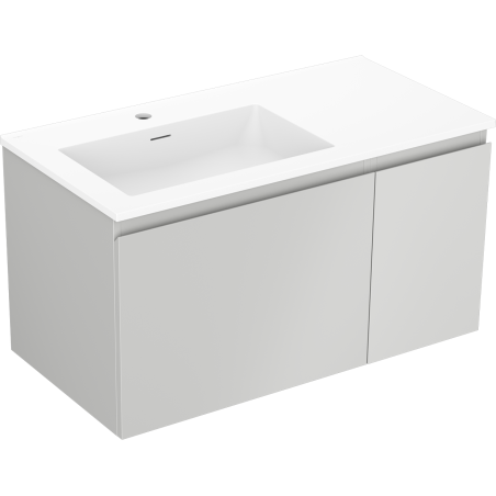 Mexen Orio szafka łazienkowa 90 cm z umywalką Otis lewą, 1S, 1D, szara mat/biała mat - 91A13-09047-3-BBFF62-W18L01