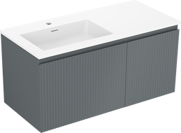 Mexen Rivel szafka łazienkowa 100 cm z umywalką Otis lewą, 1S, 1D, ryflowana, grafit mat/biała mat - 91A23-10047-3-BBFF66-W18L01