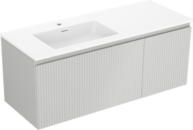 Mexen Rivel szafka łazienkowa 120 cm z umywalką Otis lewą, 1S, 1D, ryflowana, szara mat/biała mat - 91A23-12047-3-BBFF62-W18L01