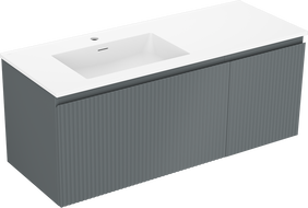Mexen Rivel szafka łazienkowa 120 cm z umywalką Otis lewą, 1S, 1D, ryflowana, grafit mat/biała mat - 91A23-12047-3-BBFF66-W18L01