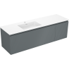 Mexen Rivel szafka łazienkowa 160 cm z umywalką Otis lewą, 1S, 1D, ryflowana, grafit mat/biała mat - 91A23-16047-3-BBFF66-W18L01