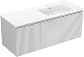 Mexen Rivel szafka łazienkowa 120 cm z umywalką Otis prawą, 1S, 1D, ryflowana, szara mat/biała mat - 91A23-12047-3-BBFF62-W18P01
