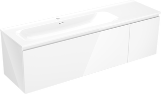 Mexen Orio szafka łazienkowa 160 cm z umywalką Vela lewą, 1S, 1D, biała połysk - 91A13-16047-3-BBFF00-W23L00