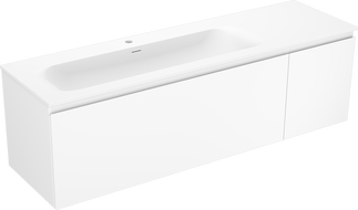 Mexen Orio szafka łazienkowa 160 cm z umywalką Vela lewą, 1S, 1D, biała mat - 91A13-16047-3-BBFF01-W23L01