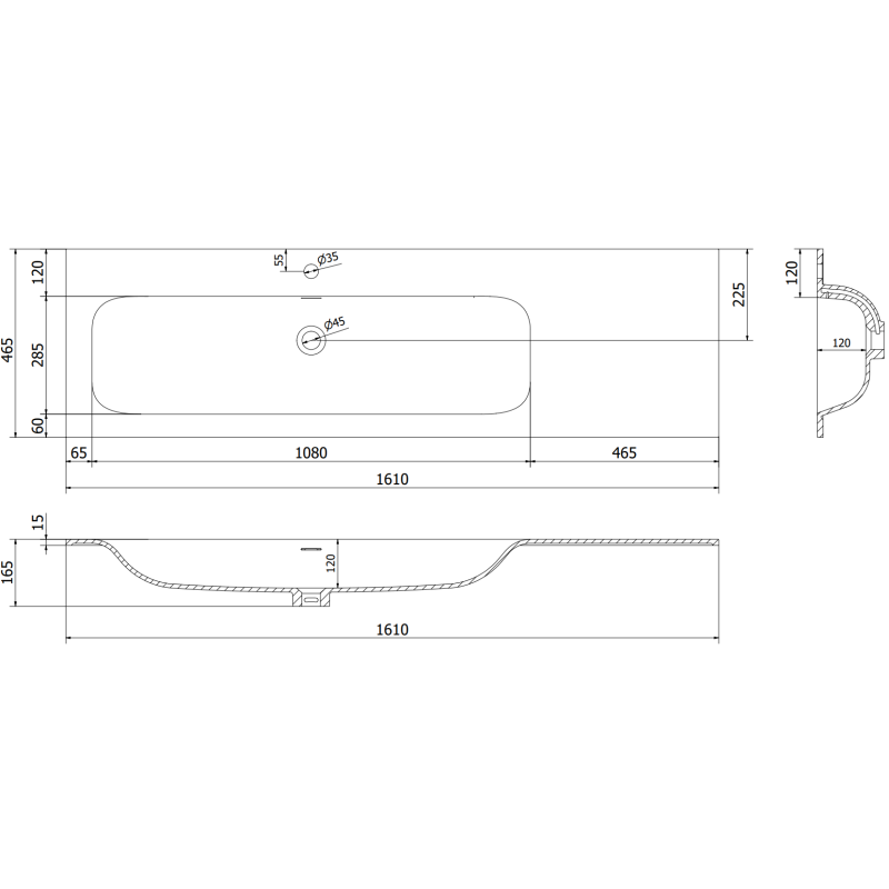 Mexen Orio szafka łazienkowa 160 cm z umywalką Vela lewą, 1S, 1D, czarna połysk/czarna mat - 91A13-16047-3-BBFF70-W23L71