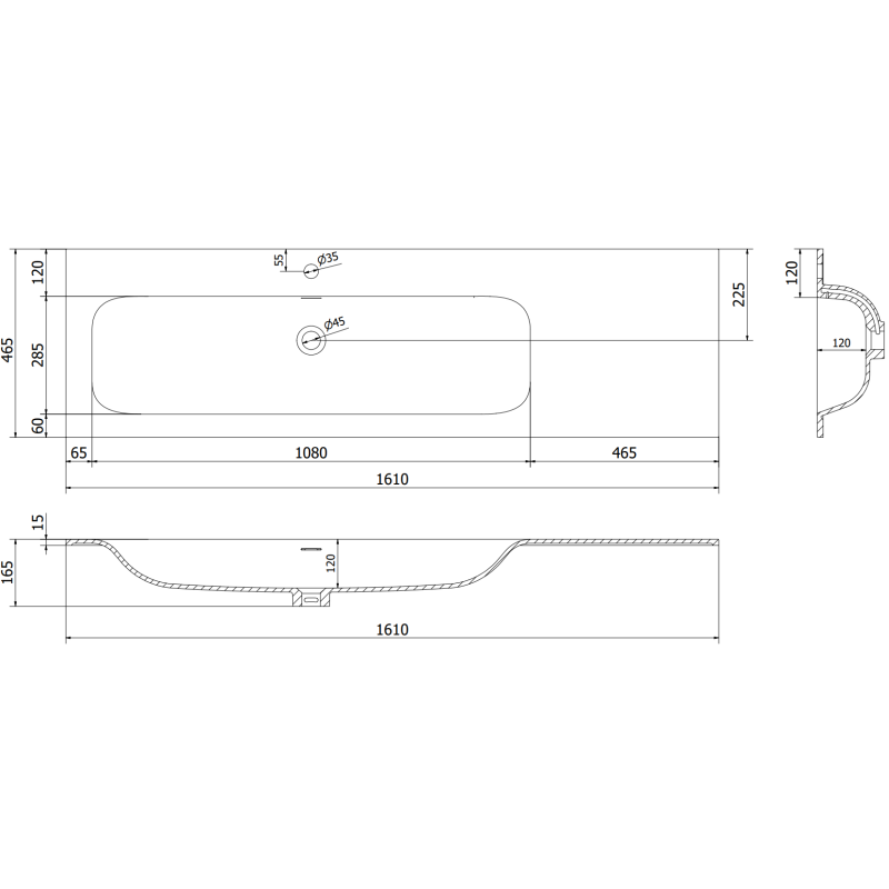 Mexen Orio szafka łazienkowa 160 cm z umywalką Vela lewą, 1S, 1D, czarna mat - 91A13-16047-3-BBFF71-W23L71