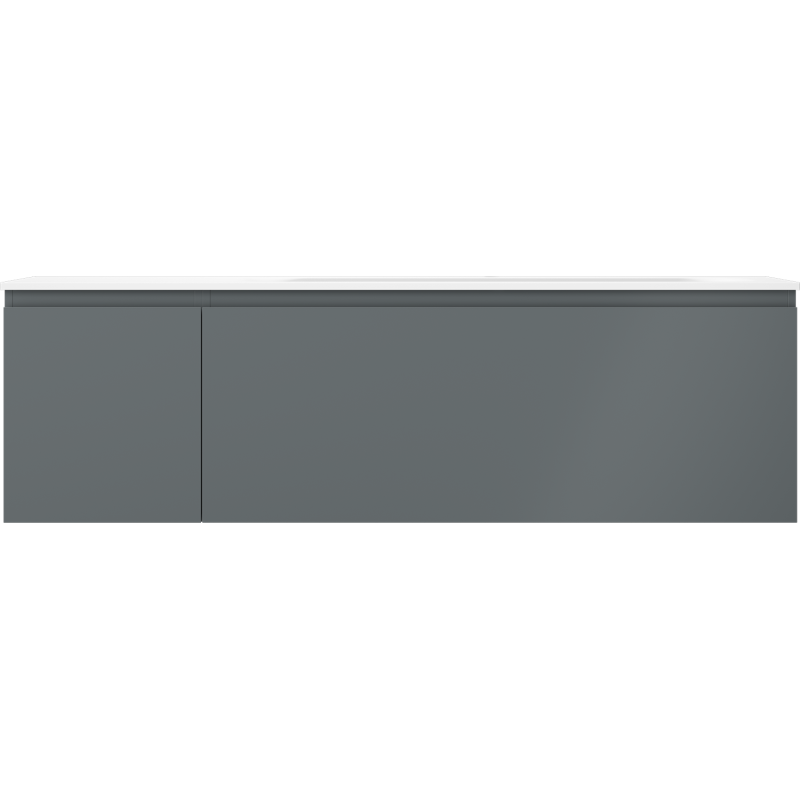 Mexen Orio szafka łazienkowa 160 cm z umywalką Vela prawą, 1S, 1D, grafit mat/biała mat - 91A13-16047-3-BBFF66-W23P01