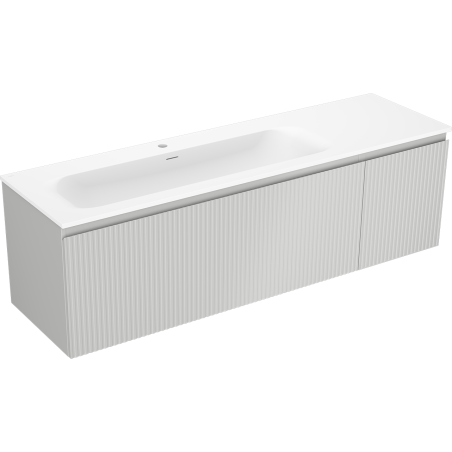 Mexen Rivel szafka łazienkowa 160 cm z umywalką Vela lewą, 1S, 1D, ryflowana, szara mat/biała mat - 91A23-16047-3-BBFF62-W23L01