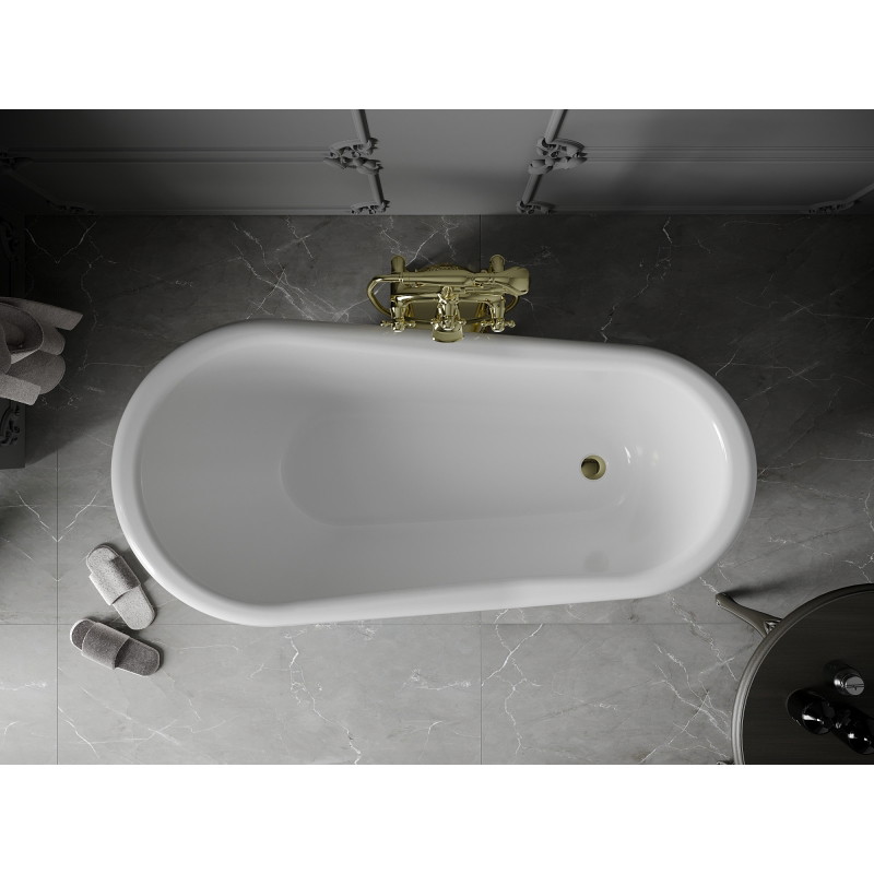 Mexen Retro wanna wolnostojąca 150 x 73 cm, biała, nogi złote - 53251507300-50