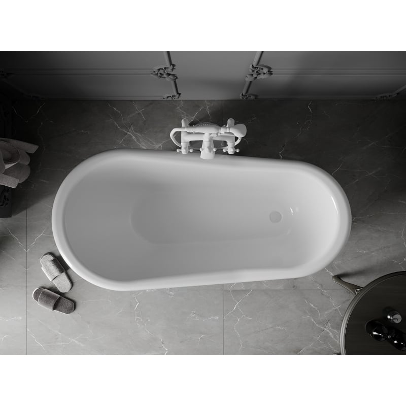Mexen Retro wanna wolnostojąca 150 x 73 cm, biała/czarna, nogi białe - 53251507375-20