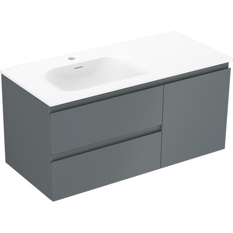 Mexen Orio szafka łazienkowa 100 cm z umywalką Vela lewą, 2S, 1D, grafit mat/biała mat - 91A13-10047-3-BBFFF66-W23L01