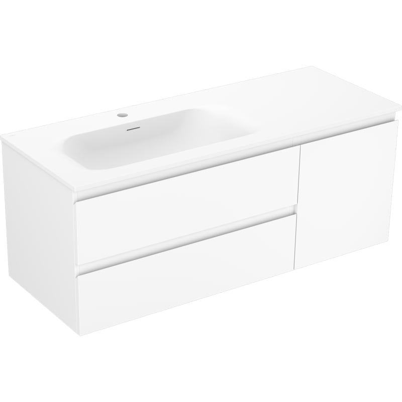 Mexen Orio szafka łazienkowa 120 cm z umywalką Vela lewą, 2S, 1D, biała mat - 91A13-12047-3-BBFFFF01-W23L01