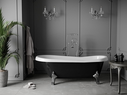 Mexen Retro wanna wolnostojąca 170 x 75 cm, biała/czarna, nogi chrom - 53251707575-00