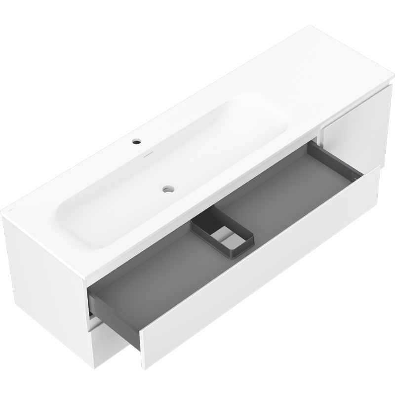 Mexen Orio szafka łazienkowa 160 cm z umywalką Vela lewą, 2S, 1D, biała mat - 91A13-16047-3-BBFFFF01-W23L01
