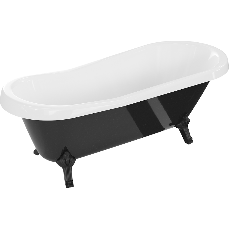 Mexen Retro wanna wolnostojąca 170 x 75 cm, biała/czarna, nogi czarne - 53251707575-70