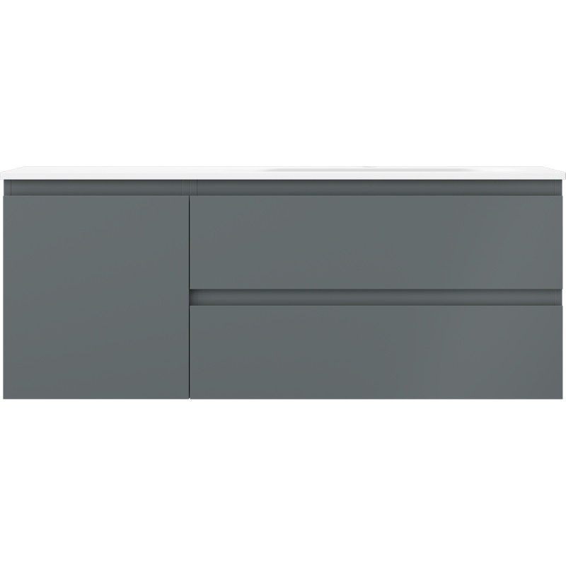 Mexen Orio szafka łazienkowa 120 cm z umywalką Vela prawą, 2S, 1D, grafit mat/biała mat - 91A13-12047-3-BBFFF66-W23P01