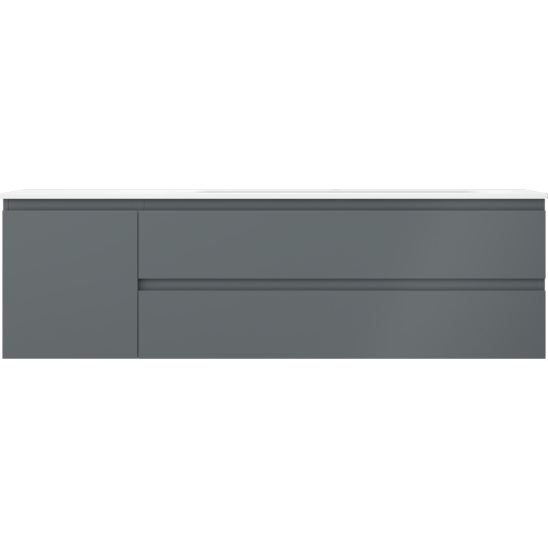 Mexen Orio szafka łazienkowa 160 cm z umywalką Vela prawą, 2S, 1D, grafit mat/biała mat - 91A13-16047-3-BBFFF66-W23P01