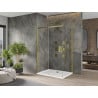 Mexen Omega kabina prysznicowa rozsuwana 130 x 80 cm, transparent, złota + brodzik Flat - 825-130-080-50-00-4010