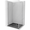 Mexen Pretoria kabina prysznicowa uchylna 70 x 110 cm, transparent, chrom + brodzik Flat, czarny - 852-070-110-01-00-4070