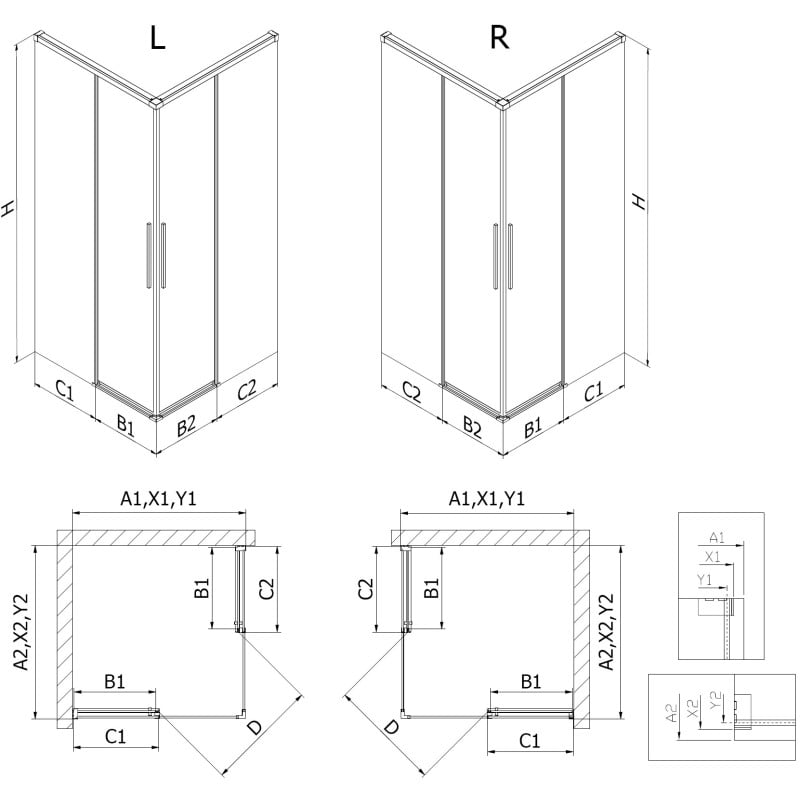 Mexen Rox Duo kabina prysznicowa rozsuwana 110 x 95 cm, czarna ramka, czarna - 8C2D-110-095-70-70
