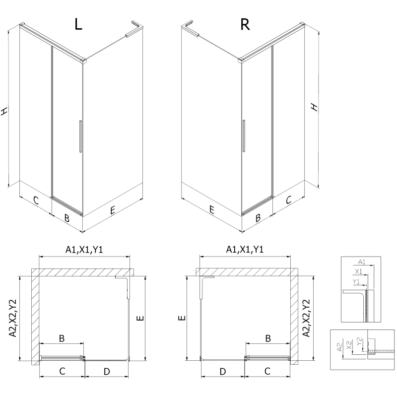 Mexen Rox L kabina prysznicowa rozsuwana 110 x 95 cm, transparent, miedź szczotkowana - 8C2L-110-095-65-00