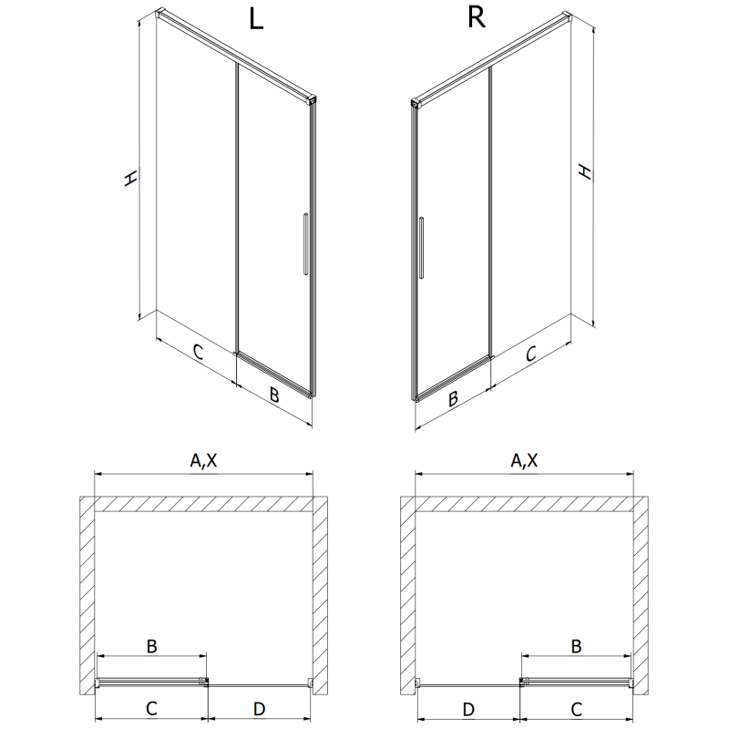 Mexen Rox drzwi prysznicowe rozsuwane 160 cm, transparent, złote - 8C2-160-000-50-00