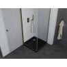 Mexen Pretoria kabina prysznicowa uchylna 90 x 90 cm, transparent, złota + brodzik Flat, czarny - 852-090-090-50-00-4070G