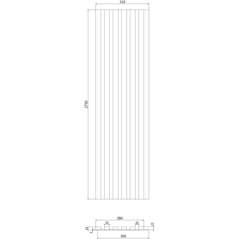 Mexen Lam-B lamele ścienne 275 x 30 cm, płyta HDF 4 mm, fornir techniczny, Teak Złocisty - S100-275307-3015-014