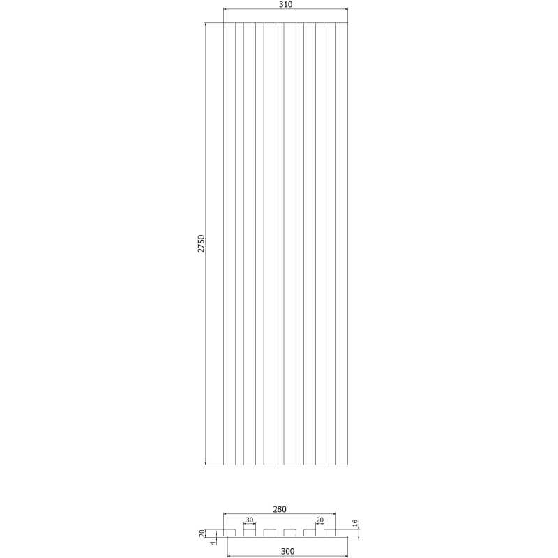 Mexen Lam-B lamele ścienne 275 x 30 cm, płyta HDF 4 mm, fornir techniczny, Dąb Czarny Srebrzysty - S100-275307-3015-025