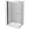 Mexen Pretoria kabina prysznicowa uchylna 70 x 80 cm, transparent, czarna + brodzik Flat - 852-070-080-70-00-4010B