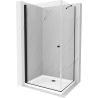Mexen Pretoria kabina prysznicowa uchylna 90 x 90 cm, transparent, czarna + brodzik Flat - 852-090-090-70-00-4010B