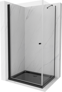 Mexen Pretoria kabina prysznicowa uchylna 70 x 120 cm, transparent, czarna + brodzik Flat, czarny - 852-070-120-70-00-4070B