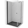 Mexen Pretoria kabina prysznicowa uchylna 80 x 110 cm, transparent, czarna + brodzik Flat, czarny - 852-080-110-70-00-4070B
