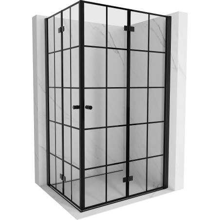 Mexen Mist-F Duo kabina prysznicowa składana prawa 80 x 85 cm, czarna kratka, czarna -  8A6-080L-085P-70-77