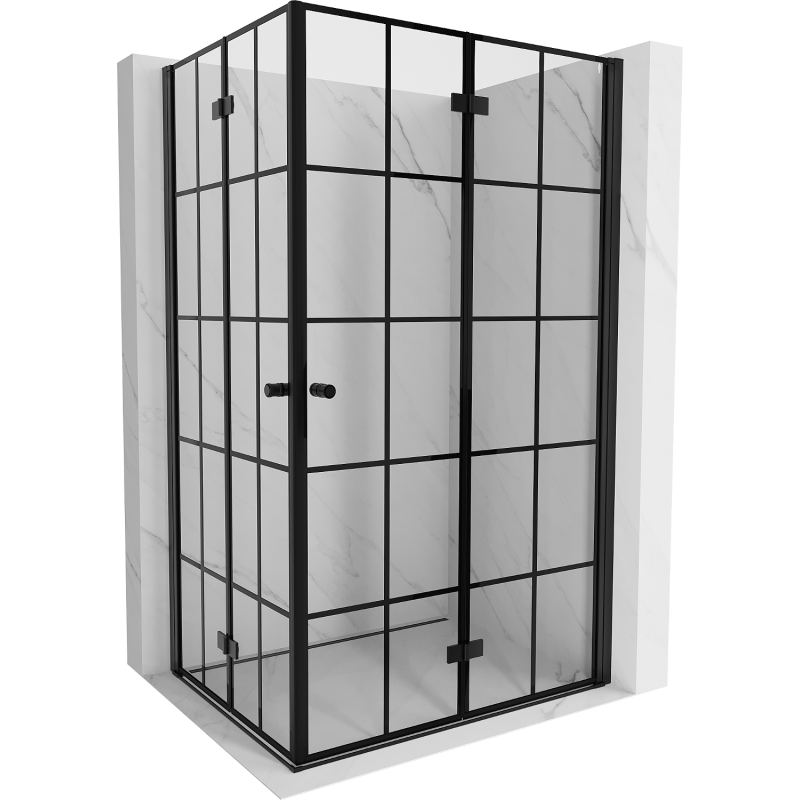 Mexen Mist-F Duo kabina prysznicowa składana prawa 90 x 95 cm, czarna kratka, czarna -  8A6-090L-095P-70-77