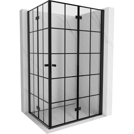 Mexen Mist-F Duo kabina prysznicowa składana prawa 110 x 120 cm, czarna kratka, czarna -  8A6-110L-120P-70-77