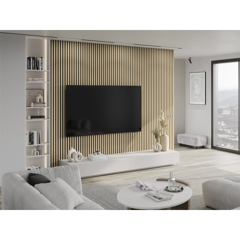 Mexen Lam-F lamele ścienne akustyczne 275 x 30 cm, filc 8 mm, fornir techniczny, Dąb Piaskowy - S105-275307-3015-001