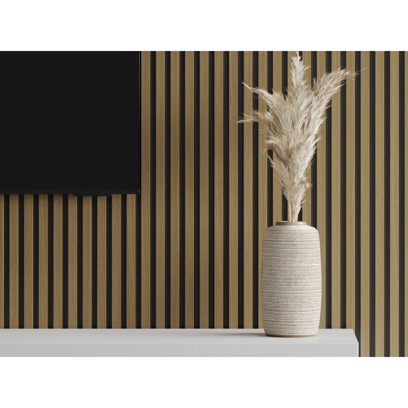 Mexen Lam-B lamele ścienne 275 x 30 cm, płyta HDF 4 mm, fornir techniczny, Teak Złocisty - S100-275307-3015-014