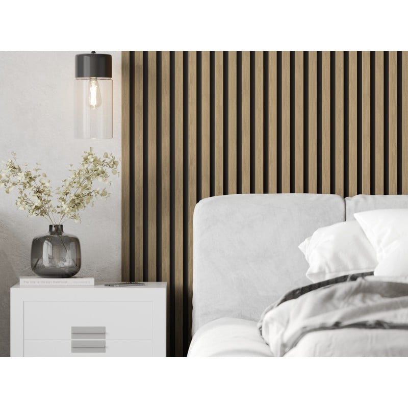 Mexen Lam-B lamele ścienne 275 x 30 cm, płyta HDF 4 mm, fornir techniczny, Orzech Lniany - S100-275307-3015-015