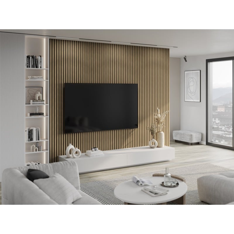 Mexen Lam-B lamele ścienne 275 x 30 cm, płyta HDF 4 mm, fornir techniczny, Orzech Lniany - S100-275307-3015-015