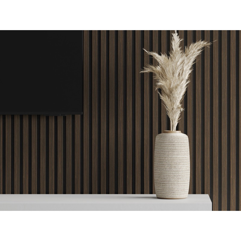 Mexen Lam-F lamele ścienne akustyczne 275 x 30 cm, filc 8 mm, fornir techniczny, Orzech Palony - S105-275307-3015-024