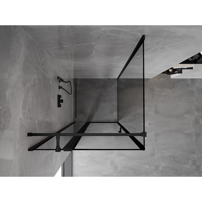 Mexen Mist T kabina prysznicowa uchylna lewa 75 x 75 cm, czarna ramka, czarna - 8A4T-075-075-70-70-L