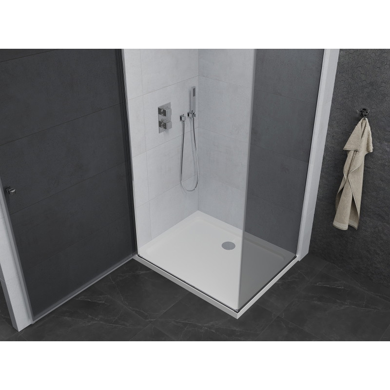 Mexen Pretoria kabina prysznicowa uchylna 70 x 90 cm, grafit, chrom + brodzik Flat - 852-070-090-01-40-4010