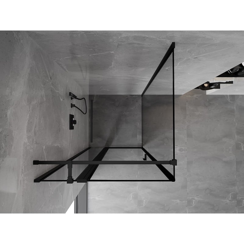 Mexen Mist T kabina prysznicowa uchylna lewa 110 x 110 cm, czarna ramka, czarna - 8A4T-110-110-70-70-L