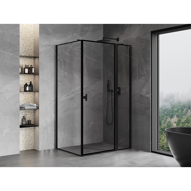 Mexen Mist T kabina prysznicowa uchylna prawa 90 x 70 cm, czarna ramka, czarna - 8A4T-090-070-70-70-P