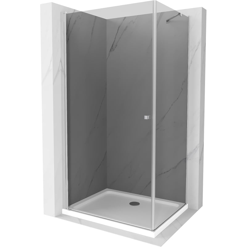Mexen Pretoria kabina prysznicowa uchylna 80 x 90 cm, grafit, chrom + brodzik Flat - 852-080-090-01-40-4010