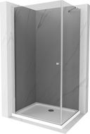 Mexen Pretoria kabina prysznicowa uchylna 80 x 90 cm, grafit, chrom + brodzik Flat - 852-080-090-01-40-4010